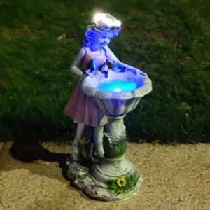 Resin fairy solar light garden angel outdoor lawn decorative ornament sculpture detail
