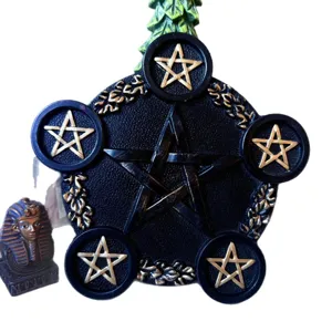 Black resin pentagram altar plate candlestick magical ritual home decor photography props