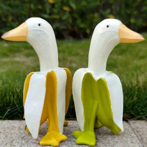 Creative banana duck figurine resin home decor cartoon desktop ornament cute birthday gift