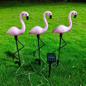 Solar flamingo garden lights outdoor waterproof LED lawn landscape yard decoration stake 3pcs