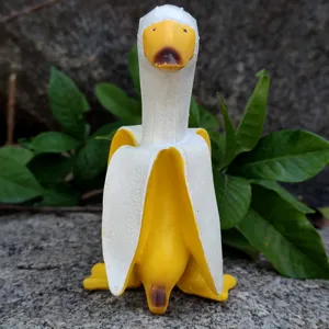 Creative banana duck figurine cute resin animal desktop ornament for home decor birthday gift