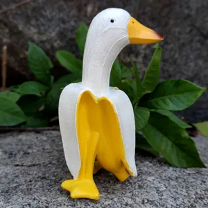 Creative banana duck resin figurine sculpture cute desktop ornament home garden decor gift