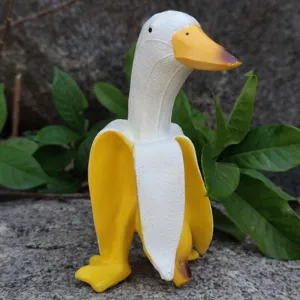 Creative banana duck figurine cute resin desktop decoration animal ornament for gift
