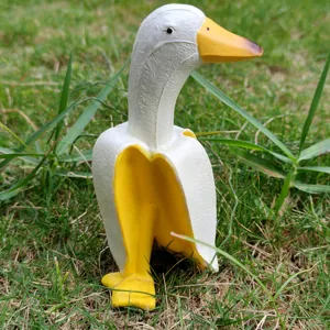 Close-up detail of the creative banana duck figurine showcasing its unique shape and texture.