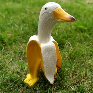 Creative banana duck resin figurine tabletop home decor cute animal funny toy lovely gift