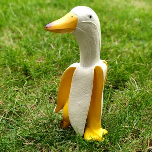 Creative banana duck figurine cute resin animal desktop ornament home decoration gift.