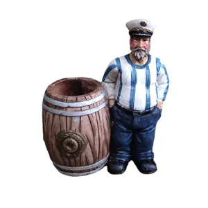 Harz Matrose Kapitän Stifthalter Nautische Figur Schreibtisch Ornament Aufbewahrung