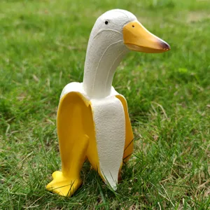 Creative banana duck resin figurine cute cartoon animal sculpture home desktop decor gift