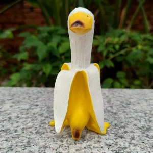 Creative banana duck resin ornament cute cartoon animal desktop decoration for home office
