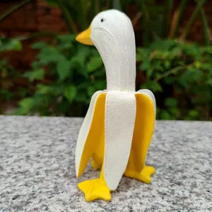 Creative banana duck ornament, cute cartoon animal desktop decoration for home office gift.