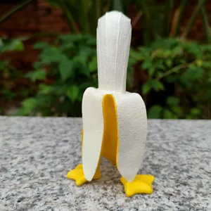 Creative banana duck figurine cute animal sculpture resin desktop ornament for home decor gift