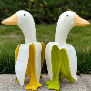 Creative Banana Duck Figurine Cute Fruit Animal Desktop Ornament Home Decor Gift