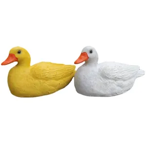 Cute resin yellow and white duck figurines set for desktop garden and home decor ornaments.
