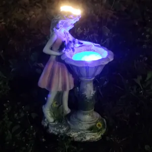 Resin solar garden fairy light statue outdoor lawn yard decoration craft ornament
