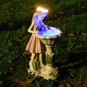 Solar garden fairy resin statue light outdoor courtyard lawn decorative ornament detail view