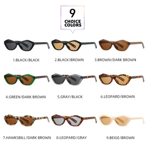 Fashion geometric small frame sunglasses, retro vintage outdoor sun protection shades 9 colors.