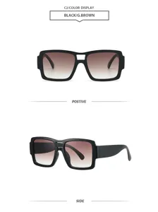 Lunettes de soleil carrees a double pont tendance style retro pour femmes hommes UV