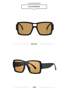 Lunettes de soleil carrees a double pont pour homme et femme retro vintage chic neuves