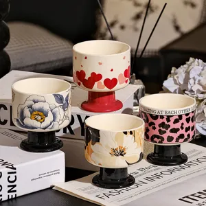Dekorative Keramik Fuß Duftkerzen Tasse Ästhetische Eiscreme Kaffeetasse Heim Geschenk