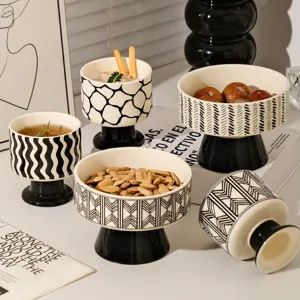 Nordisch Keramik Aromatherapie Kerze Tasse Geometrisch Kelch Dessert Eiskrem Tasse Schwarz Und Weiß Zuhause Kaffee Becher