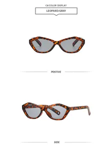 Chic geometric frame sunglasses with leopard print and gray lenses for outdoor fashion style.