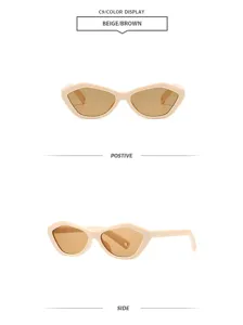 Chic geometric small frame sunglasses, trendy vintage sun protection eyewear for outdoor.