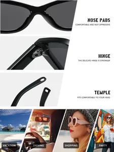 Close up details of comfortable nose pads, delicate hinges and temples for outdoor and party.