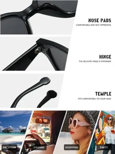 Gafas de sol geométricas elegantes con almohadillas cómodas y bisagras duraderas para viajes.