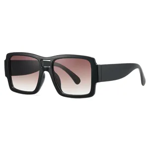Lunettes de soleil carrées à double pont, monture noire oversize rétro protection solaire