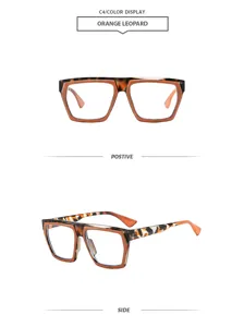 Modische übergroße polygonale Brille mit modischem orangefarbenem Leopardenmuster.