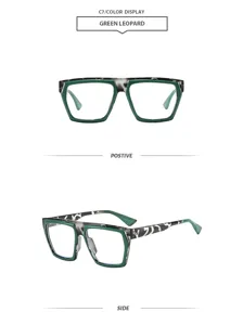 Grüner Leo Polygon Brillengestell Detailansicht, stilvolle modische Oversize Brille