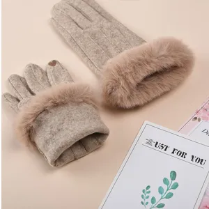 Gants tactiques d'hiver chauds pour femmes manchette en fausse fourrure tricot doux cyclisme