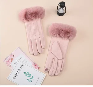 Gants d'hiver chauds en peluche pour femmes, gants coupe-vent épais pour la conduite à vélo.