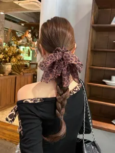 Coletero para el pelo con estampado de leopardo lazo cinta accesorio de moda para mujer