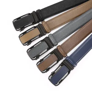 Men's stylish automatic buckle leather belt set featuring premium Saffiano texture.