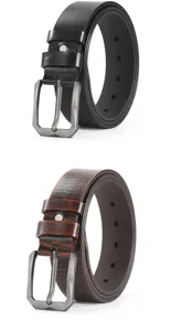 Men casual business genuine leather belt with alloy pin buckle stylish black and brown belt accessory