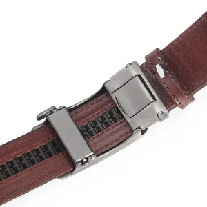 Ανδρική δερμάτινη ζώνη καστάνιας επαγγελματική casual αυτόματη αγκράφα μόδας