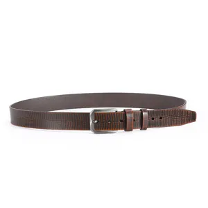 Men's leather belt casual business alloy pin buckle vintage texture trousers belt main view