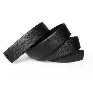 Schwarzer Herren Ledergürtel Ersatzriemen, genarbtes Rindsleder Business Freizeit Gürtel.