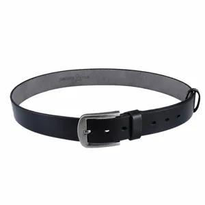 Cintura nera in vera pelle per uomo con classica fibbia in metallo per ogni stile.