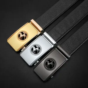 Herren Automatik Schnalle Ledergürtel Spaltleder Business Casual Taillengürtel Metall Schnalle Mode Hosengürtel