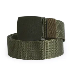 Unisex Tactical Canvas Belt Nylon Webbing Casual Outdoor Belt With Plastic Buckle Adjustable Daily Wear Belt For Men Women