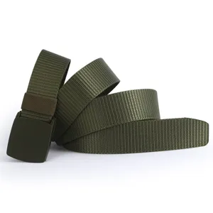 Military tactical canvas belt for men and women, durable outdoor nylon web belt with buckle.