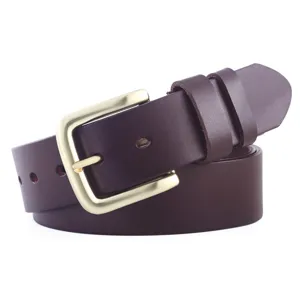 Classic men leather belt with durable metal buckle and cowhide strap for casual daily wear.