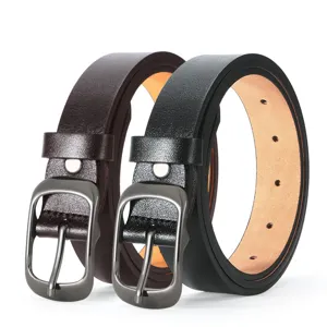 Classic women leather belt with pin buckle stylish casual daily wear accessory simple design