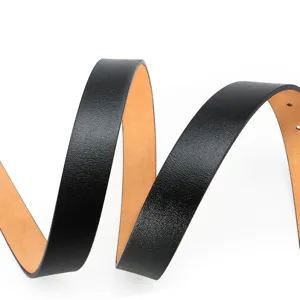 Minimalist women black leather belt casual waist strap product main studio shot display