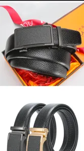 Herren Automatik Ledergürtel Business Freizeit Gürtel mit Metall Schnalle Geschenkbox