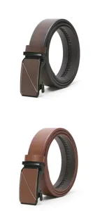 Detailed shot of men's automatic buckle belt with textured pattern and stylish metal buckle.