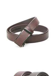 Men's leather automatic buckle belt brown business casual trousers belt stylish and versatile