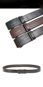 Herren Leder Automatik-Gürtel Detailansicht, eleganter Riemen mit Metallverschluss.